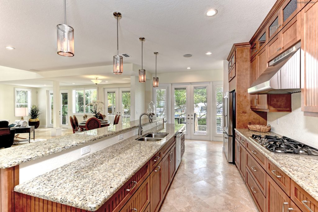 Contemporary kitchen with dining area