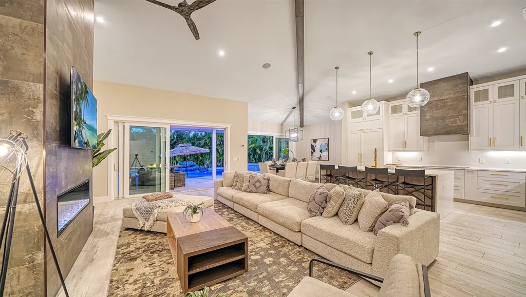 Open kitchen and dining area with modern design