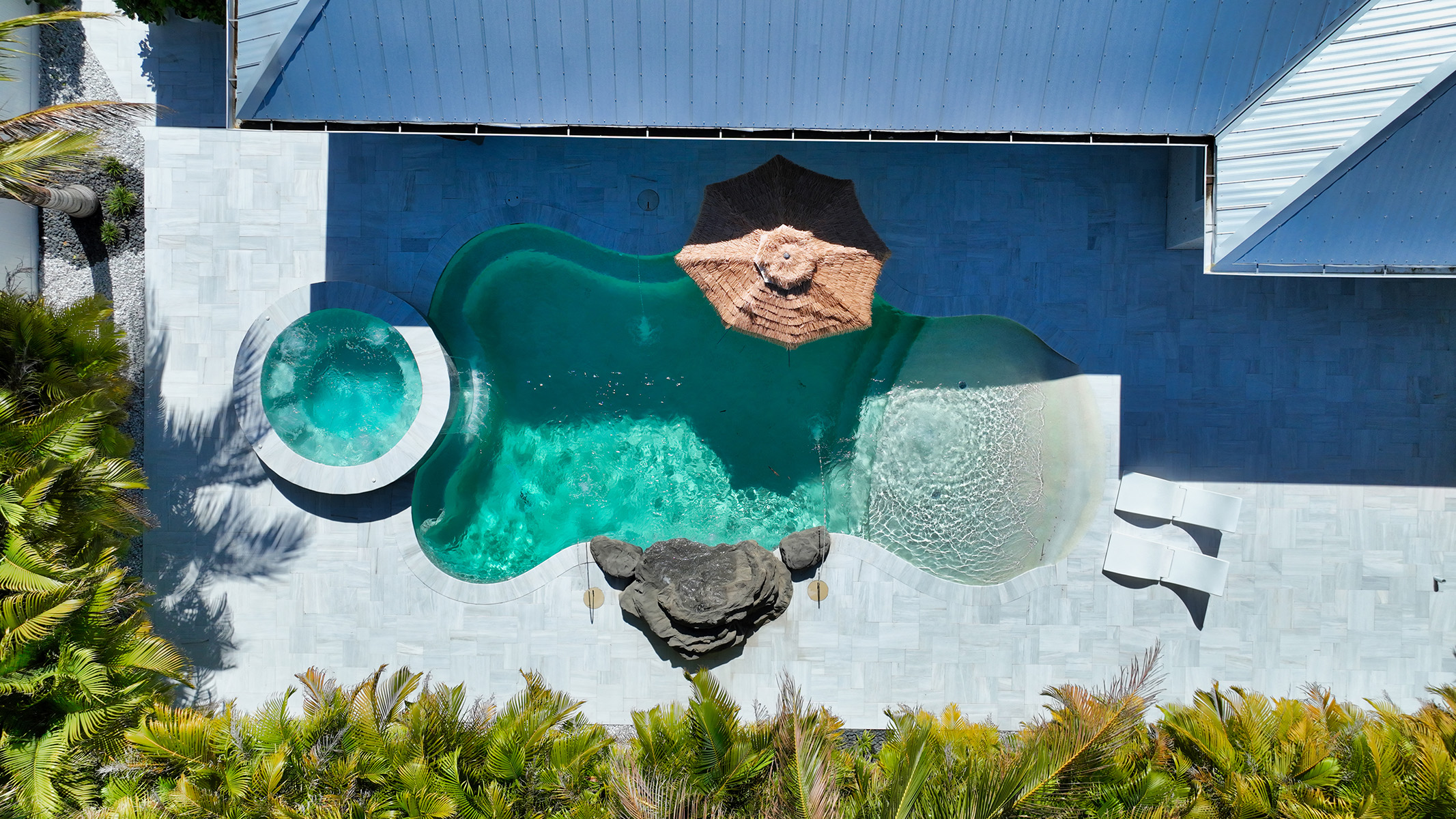 palma sola pool drone shot